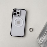 簡約透明磁吸手機殼適用於蘋果16promax高級感-黑邊框透明磁吸 iPhone 16 Pro Max