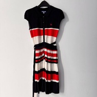 ::BURBERRY BLUE LABE:: 日系法式袖 海軍藍x紅x白 橫紋POLO洋裝 38號