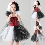 Evil Madame Cruella E Ville Kids Tutu Costume Almatians Girls Halloween Fancy Tutu Ress With Headban