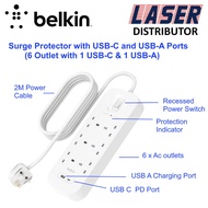 Belkin SRB002af2M Surge Protector with USB-C and USB-A Ports (6 Outlet with 1 USB-C & 1 USB-A)