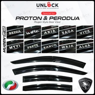 (4 PCS) Mugen Door Visor Kancil Alza Bezza Waja Viva Axia Persona Saga Blm Myvi Preve Wira X70 X50 A