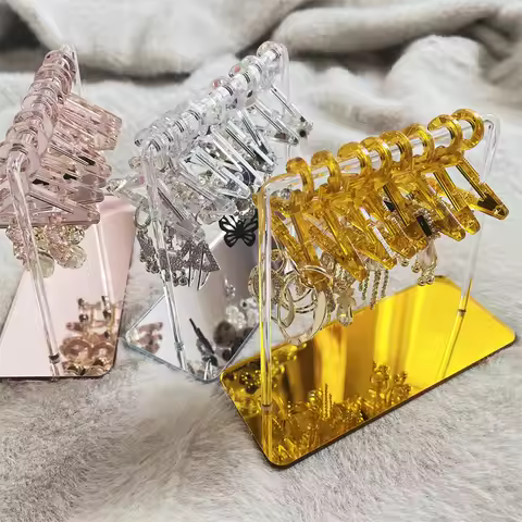 Gold Silver Rosegold Polymer Clay Soft Pottery Earrings Stand Organizer Hanger Shape Tabletop Jewelr