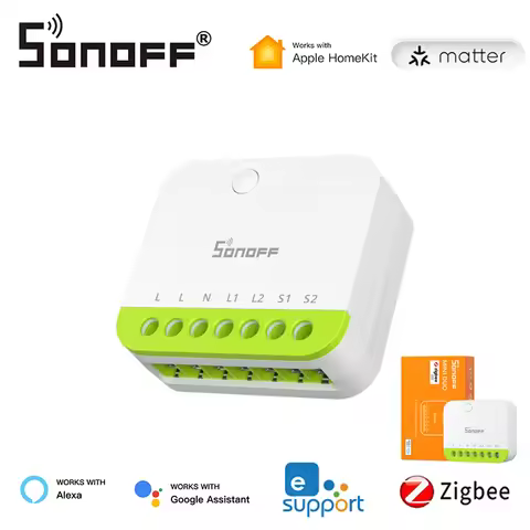 SONOFF MINI DUO 2-Gang Zigbee Matter Smart Switch MINI-ZB2GS Small & Safe Dual-Load Supports Externa