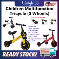 Multifunction 3 in 1 Tricycle 3 Wheels Balance Bike Children Scooter Balance Bike Kids Bicycle Basikal Budak