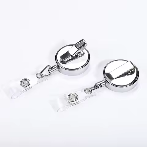 Smooth Full Metal Badge Reels 60cm Retractable Steel Wire Employee’s Card Holder Keychain Hook