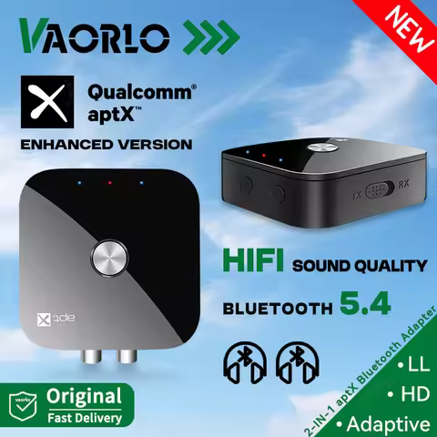 Bluetooth 5.4 Audio Transmitter Receiver aptX-Adaptive/HD/LL 3.5MM AUX RCA 2 in 1 Multipoint Wireles