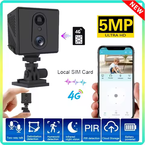 64GB 4G SIM Card or Wifi 5MP Mini Camera Survalance IP Camera 3000 mAh Big Battery Low Power Voice I