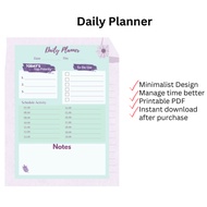 Digital PDF Daily Planner | To-Do List Goals Tracker Journal | Productivity Minimalist Planner
