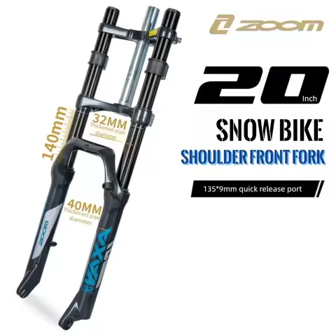 ZOOM Snow Bike Double Shoulder Front Fork 140mm Travel High-Strength Post-Mount Disc Brake Suspensio
