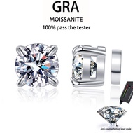 【 GRA Certificate Attached 】 2ct moissanite earrings, s925 pure silver ear hole free magnetic fashio
