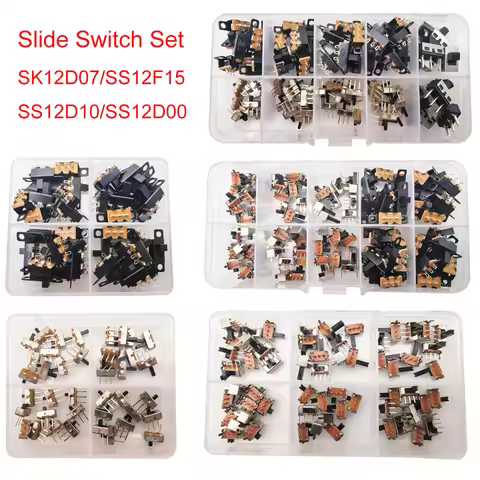 5 type Slide Switch set Micro Mini SPDT 1p2t Toggle Switches SS12D00 SS12F15 SS12D10 SK12D07 2 Posit