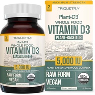 Organic Vitamin D3 5,000 IU - 100% Whole  & Plant-Based Cholecalciferol Form, 100% Vegan Vitamin D -