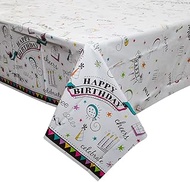 Doodle Happy Birthday Plastic Tablecloth, 84" x 54"