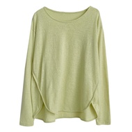 เสื้อยืดป้องกันแขนยาวสำหรับผู้หญิงเสื้อโยคะสีทึบหลวมใส่เดินเขาวิ่ง