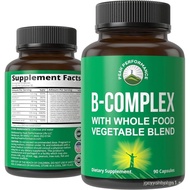 Vitamin B Complex Capsules + Whole Food Blend of 25 Vegetables and Fruits for Max Absorption. Best V