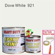 921 DOVE WHITE ( 5L ) HEAVY DUTY EPOXY PAINT ( FREE TOOLS ROLLER AND TAPE ) FOR FINISH FLOOR INTERIOR &amp; EXTERIOR FLOOR
