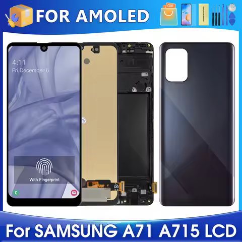 A71 For AMOLED For Samsung A71 A715F A715 A715W A715X LCD Display Touch Screen Digitizer Assembly Re