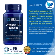 Life Extension Vitamin B3 Niacin 500 mg / 100 Capsules