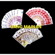 Uang Mainan Anak - Anak Dollar, Euro, Yuan ( 1 Pack isi 30 Lembar )