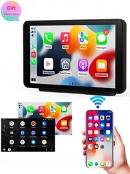 7英寸ips觸摸螢幕汽車行車記錄器,具有wifi,應用程式和藍牙支援,支援無線apple連接,支援無線android Auto連接,鏡像顯示,包括32gb Tf卡