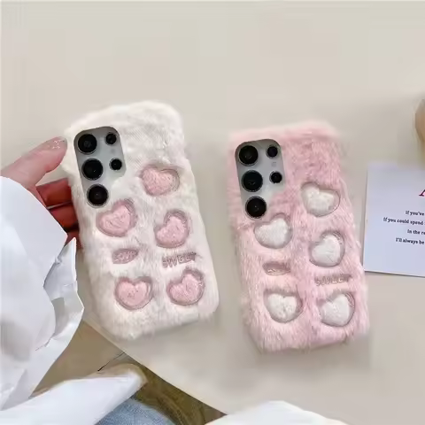 INS Korean Fluffy Loves Heart Phone Case For OPPO A6 Pro A5X A3 Find X9 X8 X7 X6 X5 X3 A12E A5 A9 A5