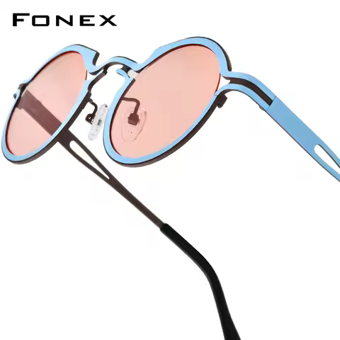 FONEX Titanium Sunglasses Women Brand Design Vintage Retro Round Polarized Sun Glasses Men Japanese 