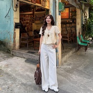 (PB.HAVANA) Áo babydoll CHERRY nền be viền ren móc ulzzang AO459