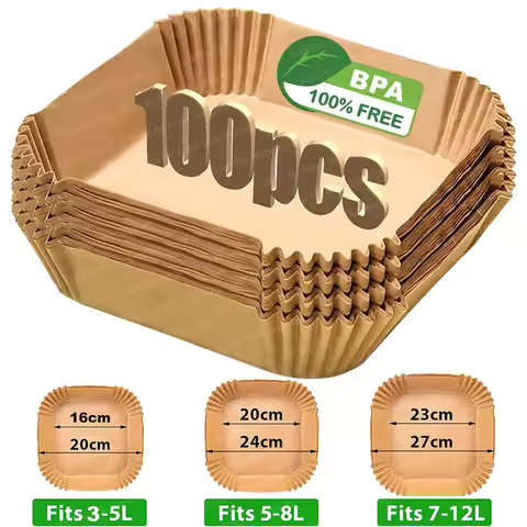 Air Fryer Baking Paper Square Air Fryer Parchment Paper Liners for Ninja/Cosori/Instant Pot 3-12L Ai