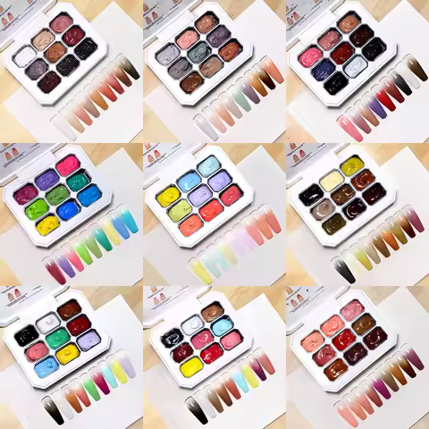 LIMEGIRL 7in1 Nail Gradient Gel Kit Long-lasting Nail Gel Polish Hybrid Color High Texture Gradient 