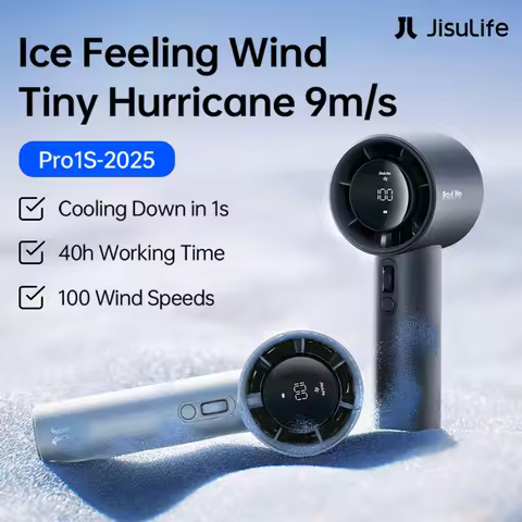 JISULIFE New Upgrade Portable Fan Pro1S 2025,100 Levels,LED Display,5000mAh Rechargeable,Travel Esse