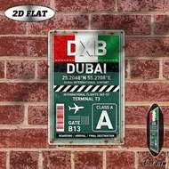 Dubai Airport Code DXB - Retro Travel Decor with Gate A, Terminal 3 - Heavy-Duty Aluminum Wall Art f