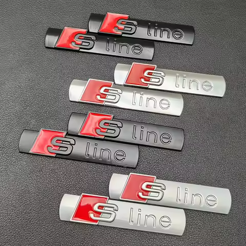 2pcs 3D Metal Sline Logo S LINE Emblem Car Fender Badge Sticker For Audi A1 A2 A3 A4 A5 A6 A7 Q2 Q3 
