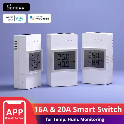 3PCS SONOFF TH Elite 16A/20A WiFi Smart Temperature And Humidity Monitoring Switch LCD Display Remot