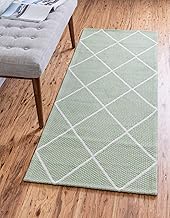 Unique Loom Decatur Collection Trellis Geometric Contemporary Green/Ivory Runner Rug (2' 2 x 7' 4)