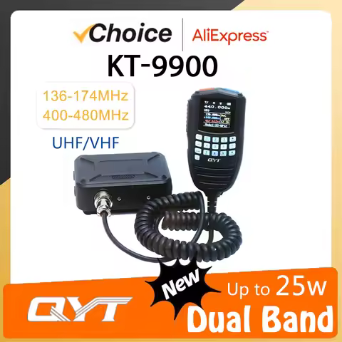 QYT KT-9900 Mini Car Mobile Radio Station KT-WP12 25W Long Range Communication Radios Dual Band VHF 