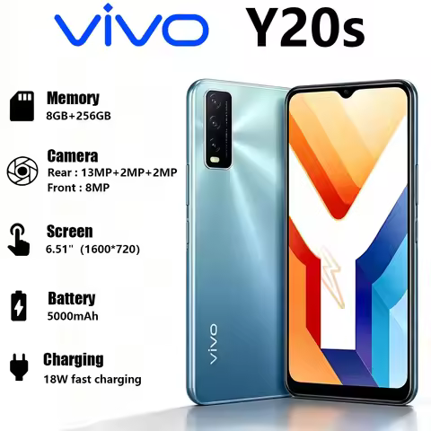 New VIVO Y20s Global Version Mobile Phone 6.51 Inch Big Screen 13MP Camera 5000mAh 18W Fast Charge 8