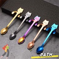 PA-HOME 1/4pcs Mini Cat Coffee Spoon, Tableware Cute Design Stainless Steel Teaspoon,  Cute Cat Kitc