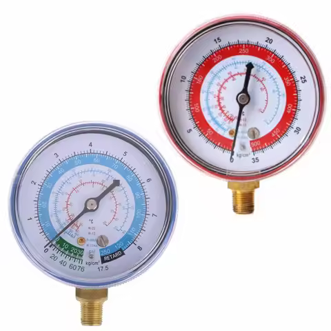 New Air Conditioner R410A R134A R22 Refrigerant Low High Pressure Gauge PSI KPA Blue/Red High Qualit
