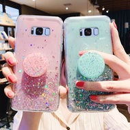 Samsung A52 A52S A7 J8 A8 Note 9 8 A60 M40 2018 Silicone Shockproof Ring Holder Cover Samsung Galaxy S9 S8 A6 + PlUS Soft TPU Bling Glitter Star Case