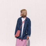 紅色櫻花 花邊斜孭小袋