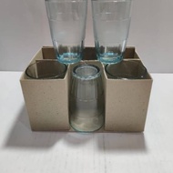 Drinking water cups, coffee cups, tea cups, glass cups, leaves, contents 6 pcs