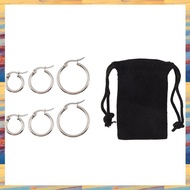 [L M Q N] 3 Pairs 15mm 20mm 25mm Stainless Steel Hoop  Earrings Set Woman Silver