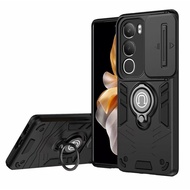 [Sent From Thailand] Phone Case For Vivo Y19s 4G Y200 5G Shockproof Ring Stand Camera Slide TPU+PC