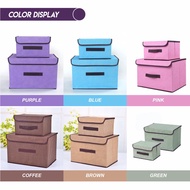 [J.P.M] 2 In 1 Korean Storage Box / Dustproof Foldable Linen Cloth Storage Box Organizer