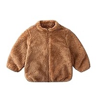 Cuddly Fleece Jacket Warm Winter Jacket Children Girls Boys Flannel Thick Teddy Jacket with Zip Long Sleeve Winter Jacket with Pockets