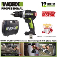 WORX WU189.3 20V 13mm Cordless Impact Drill Hammer Drill Driver with Brushless Motor 60N.M (BARE TOO