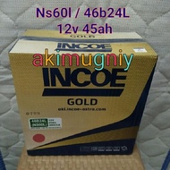 Ns60l incoe gold hybrid Wet Battery 12v 45ah livina evalia march datsun