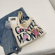 Gentle Woman Cartoon Printing Letters Hand-Carrying Canvas Bag 2023 New Tote Shoulder Bag Bags