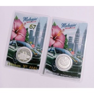 1 dirham, merdeka 67 silver Perak 999 card certificate