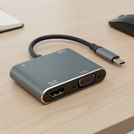 41 USB-C:4K VGA,USB,, Penyesuai USB-C 4-dalam-1: VGA 4K, USB, Penghantaran Kuasa untuk Komputer Riba